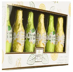 Шоколадні цукерки-пляшечки з лікером Abtey After Dinner Menthe & Citron Gingembre 155г - мініатюра 2