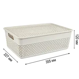 Кошик Stars Plast з кришкою бежевий 8 л (94255/беж) - мініатюра 2