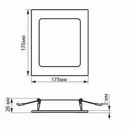 LED світильник Back вбудований квадрат VIDEX 16W 5000K - мініатюра 5