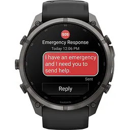 Смарт-годинник Garmin Fenix 9 Pro inReach 47mm Carbon Gray DLC Titanium w. Black/Pebble Gray Silicone Band (010-04336-10/11) [177387] - мініатюра 9