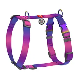 Шлея для собак WAUDOG Nylon Recycled анатомічна H-подібна з QR-паспортом, градієнт, S фіолетова (52869)