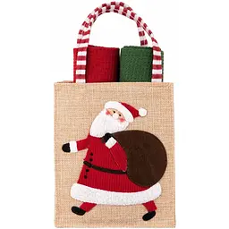 Подарунковий набір рушничків в мішечку Ardesto Christmas Santa 38х63см, 2шт, 100% бавовна, червоний pbe0050363