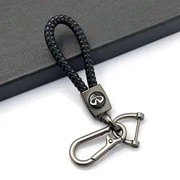 Шкіряний плетений брелок Infiniti для автоключів із карабіном