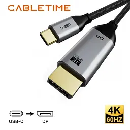 Кабель CABLETIME USB Type-C to DisplayPort (сумісний з Thunderbolt 3/4) 1.8m 4K/60Hz для MacBook/iMac - мініатюра 4
