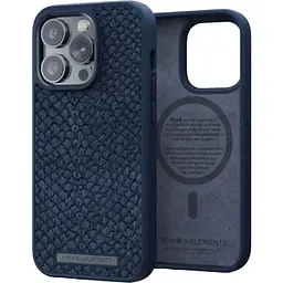 Чохол-накладка Njord Salmon Leather MagSafe Case Blue для iPhone 14 Pro Max