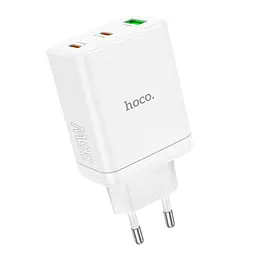 Адаптер мережевий HOCO Start three-port charger N33 35W зарядний блок білий - мініатюра 2