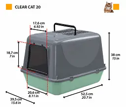 Закритий туалет для котів Ferplast Clear Cat 20 чорний 55x40x38 см 72053199 - мініатюра 2