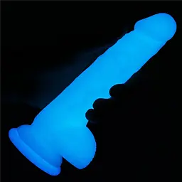 Неоновий фалоімітатор LoveToy Lumino Play 18 см синій - мініатюра 6