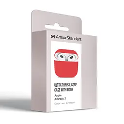 Силіконовий чохол для навушників Apple AirPods 3, Ultrathin Silicone Case, червоний, захисний чохол, ультратонкий і легкий, захист від подряпин і пилу, м"який силікон, ArmorStandart (ARM60294) - мініатюра 3
