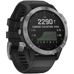 Смарт-годинник Garmin Fenix ​​6 Solar Silver with black band (010-02410-00) () - мініатюра 3