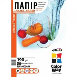 Фотопапір ColorWay матовий 190 г/м, А4 ПМ190-50 поштучно