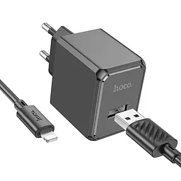 Мережевий зарядний пристрій з кабелем Hoco CS11A Ocean single port charger set(iP) чорний