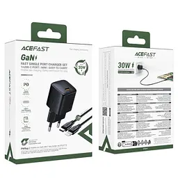 МЗП A118 PD30W GaN (1USB-C) + кабель Type-C to Lightning Black Acefast teh0029672 - мініатюра 3