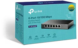 Комутатор TL-SF1006P 6x1FE (4xPoE), 67Вт, Некерований TP-Link teh0018152 - мініатюра 4