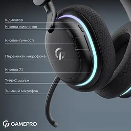Навушники GamePro Asgard Bragi 7.1 RGB Tri-Mod Black бездротові (HSW250B) - мініатюра 12