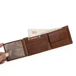 Гаманець чоловічий шкіряний Peterson PTNRM-22-LWC маленький коричневий - мініатюра 5