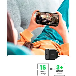 Мережевий зарядний пристрій Ugreen CD250 USB-C 25W PD Charger + Cable USB-C to USB-C 2m Black (50581) [99279] - мініатюра 4