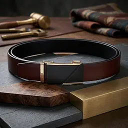 Двосторонній ремінь для чоловіків з натуральної шкіри Vintage 21479 коричневий 120 см - мініатюра 4