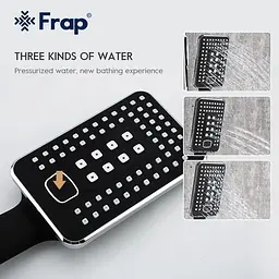 Душова система Frap F2457, поворотний вилив - перемикач на лійку/душ, 3 режими, чорний/хром, Чорний матовий - мініатюра 7