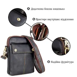 Сумка чоловіча 14408 Vintage чорна - мініатюра 4
