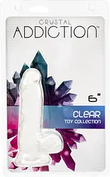 Прозорий фалоімітатор Addiction - Clear Dildo with Balls 6″, віброкуля в подарунок - мініатюра 4