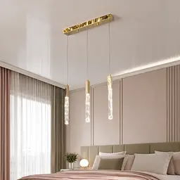 Лінійна золота LED люстра з 3 гранованими підвісами Artlight 2350/3GD для кухні