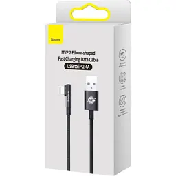 Дата кабель USB 2.0 AM to Lightning 2.0m 2.4A 90° corner black Baseus (CAVP000101) - миниатюра 5