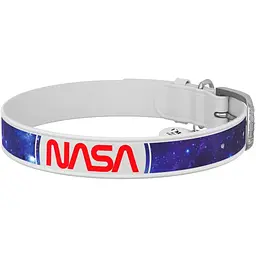 Нашийник для собак Waudog Design NASA21, шкіряний, з QR паспортом, XS, 21-29х1,2 см, білий