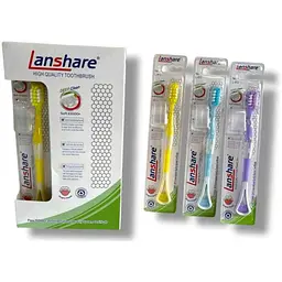 Зубна щітка Lanshare 1шт скребок для очищення язика+ковпачок №813НТ в асортименті
