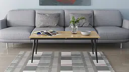 Стіл журнальний трансформер Dandi Small Ferrum-decor 45x120(160)x60 Чорний метал ДСП Дуб Артізан 16 мм (FRD-106792) - мініатюра 10