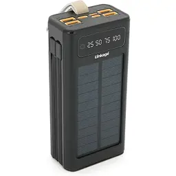 Батарея універсальна Linkage 30000mAh, Solar, 22.5W, cables Туре-С+Lighting, Black (LKP-46) - мініатюра 1