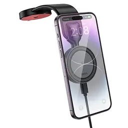 Автотримач з БЗП Hoco HW29 Magnetic Wireless Charging 15W Black - мініатюра 2