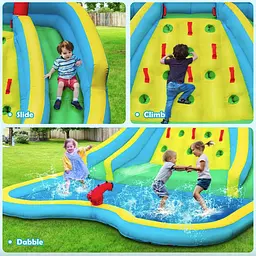 Надувна водна гірка Costway Summer зі стійкою для скелелазіння двостороння - мініатюра 5