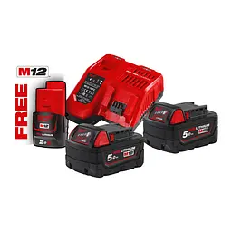 Енергокомплект Li-Ion MILWAUKEE, M18 NRG-502 (ЗУ M12-18FC, 2х5Аг В5) + подарунок акумулятор M12 B2 - мініатюра 2