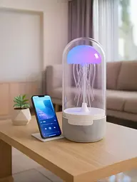 Креативна Bluetooth колонка з підсвічуванням RGB Медуза, 7 кольорів LED, Колонка-нічник з хорошим звучанням, Біла (2082387841) - мініатюра 7
