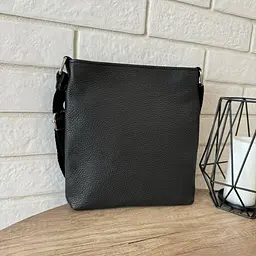 Сумка чоловіча через плече планшетка шкіряна чорна (1461) - мініатюра 2