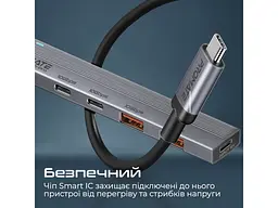 Мультипортовий адаптер Promate USB-C Hub LiteHub Pro Grey (litehub-pro) - мініатюра 4