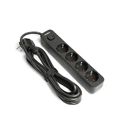 Мережевий подовжувач VIDEX ONCORD з/з 4п 3м (3x1.5мм) з кнопкою Black VIDEX (27688-000) - мініатюра 2