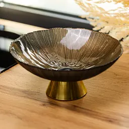 Фруктовниця скляна "Gold & Grey" 24 см на золотій ніжці Yiwu HP-34-118 - мініатюра 2