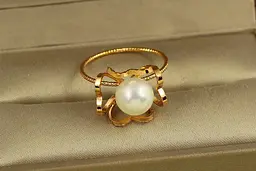 Кільце Xuping Jewelry роса на пелюстці з перлиною р 18 золотисте