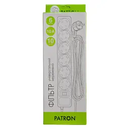 Мережевий фільтр живлення Patron 10 m3*1mm2 (SP-10610) 6 розеток BLACK (EXT-PN-SP-10610) - мініатюра 2