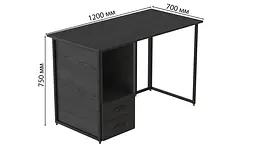 Комп'ютерний стіл Отто 75x120x70 чорний ДСП Сосна Кембра 32мм FRD-103600 - мініатюра 3