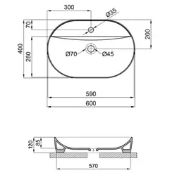 Раковина накладна Qtap Scorpio 600х400х120 мм, White, овальна, без донного клапана QT14118045W - мініатюра 5