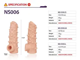 Насадка на член Kokos Nude Sleeve NS 006, L - мініатюра 5