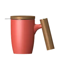 Чашка-заварник Wooden Brew Mug TM450-05A, 450 мл - Червоний