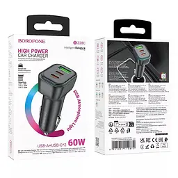 Автомобільний зарядний пристрій BOROFONE BZ28C Trophie PD60W(2C1A) car charger чорний - мініатюра 2