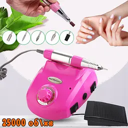 Фрезер-машинка для манікюру та педикюру з педаллю Beauty nail 9-1 DM-208 корекції штучних нігтів 6 насадок 25 т об/хв Рожева - мініатюра 3