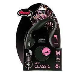 Повідець-рулетка Flexi New Classic M для собак середніх порід трос 8 м до 20 кг чорний - мініатюра 2