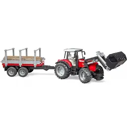 Трактор Bruder Massey Ferguson з навантажувачем та лісовим причепом 1:16 (02046) - мініатюра 3