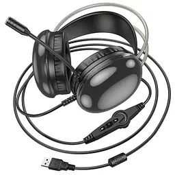 Навушники Hoco W109 Plus Rich USB7.1 channel gaming headphones Black - мініатюра 3